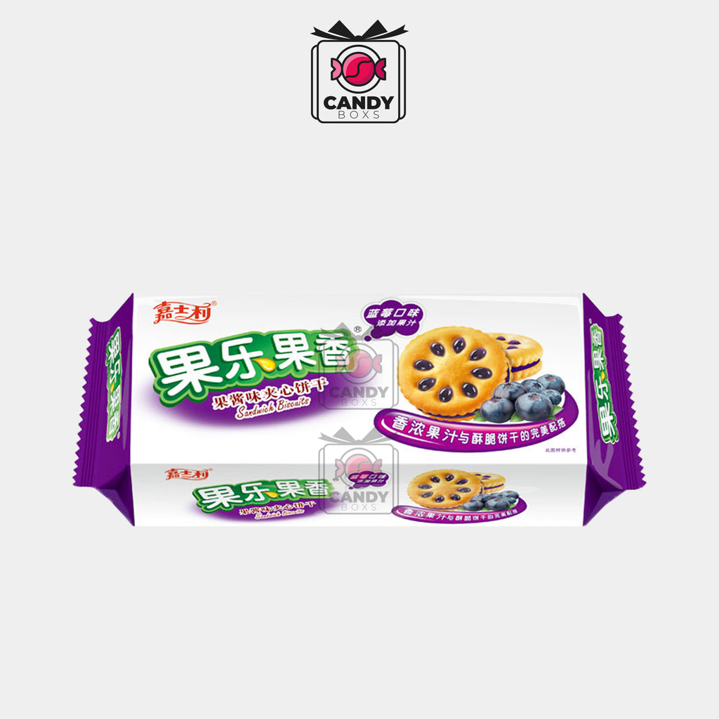 JIASHILI SANDWICH COOKIES BLUEBERRY JAM 58G - CANDY BOXS