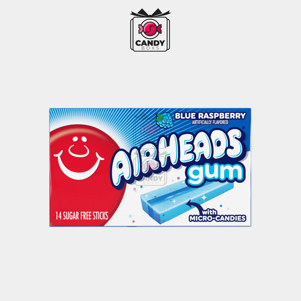 AIRHEADS GUM BLUE RASPBERRY SUGAR FREE 34G - CANDY BOXS