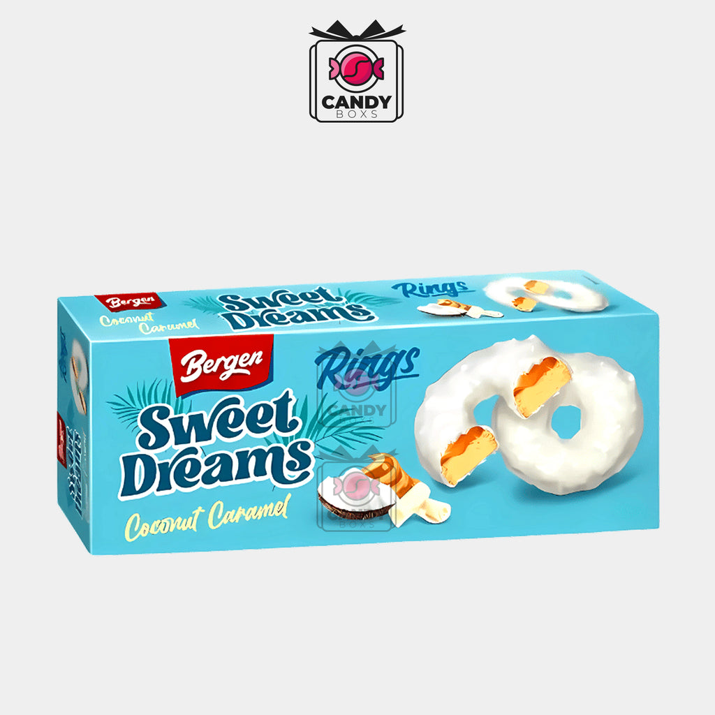 BERGEN SWEET DREAMS COCONUT CARAMEL RINGS 128G - CANDY BOXS