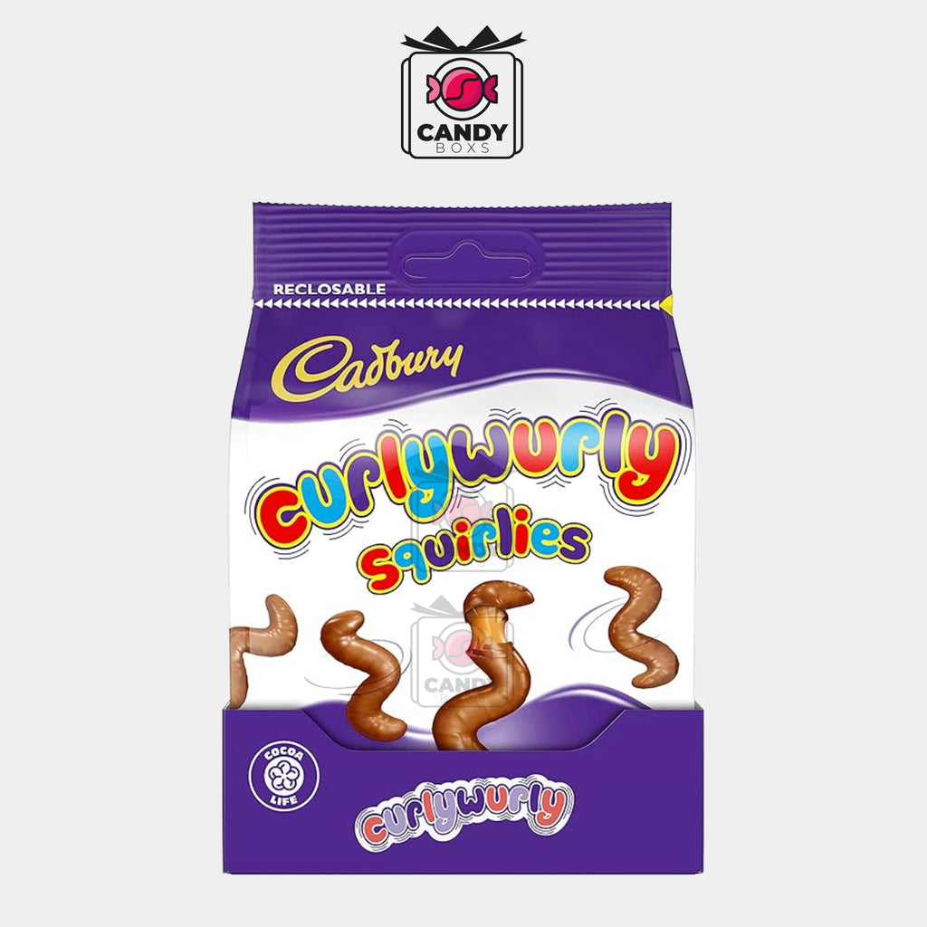 CADBURY CURLY WURLY SQUIRLIES CHOCOLATE BAG 110G - CANDY BOXS