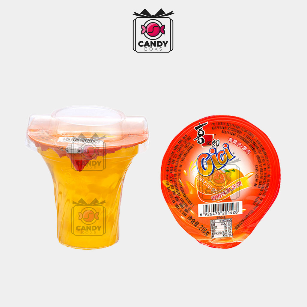 STRONG CICI JELLY DRINK CUP ORANGE FLAVOR 218G - CANDY BOXS