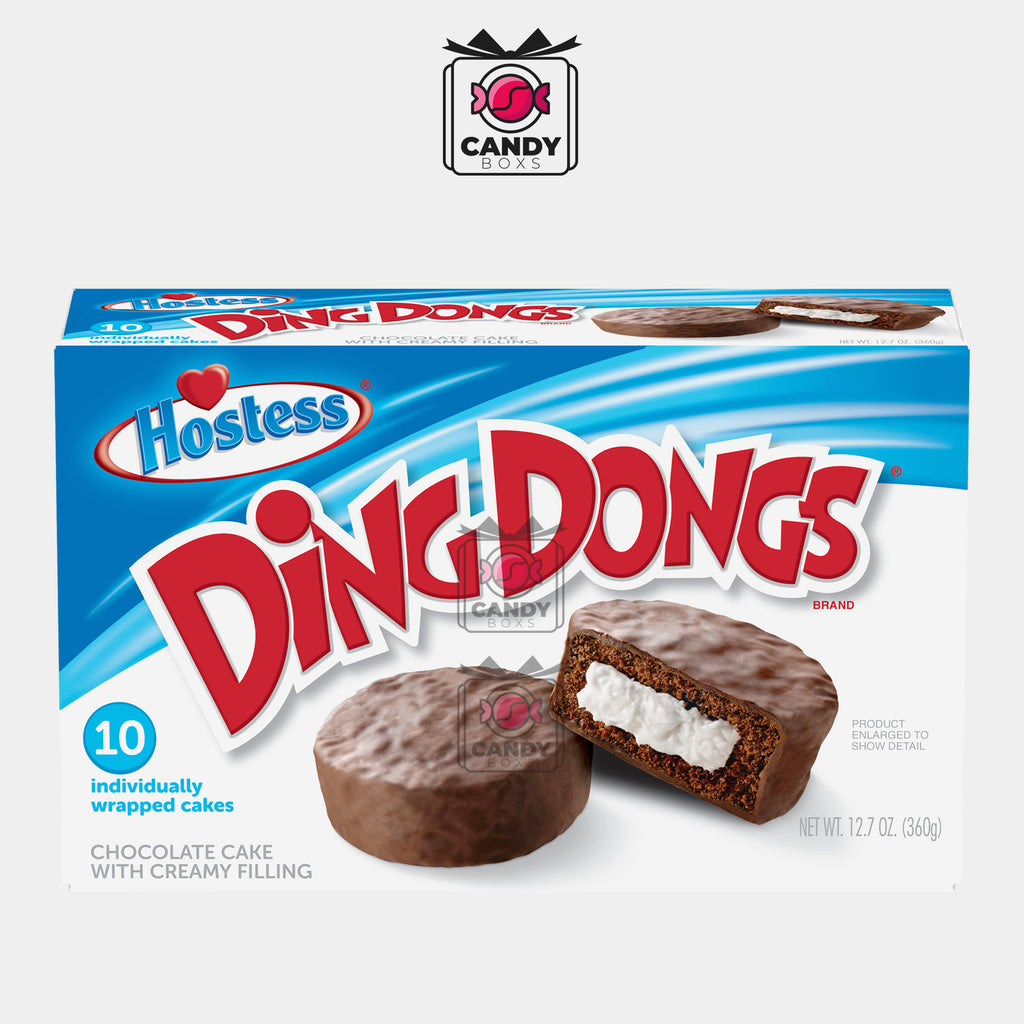 HOSTESS CHOCOLATE DING DONGS SNACK CAKES X10 - CANDY BOXS