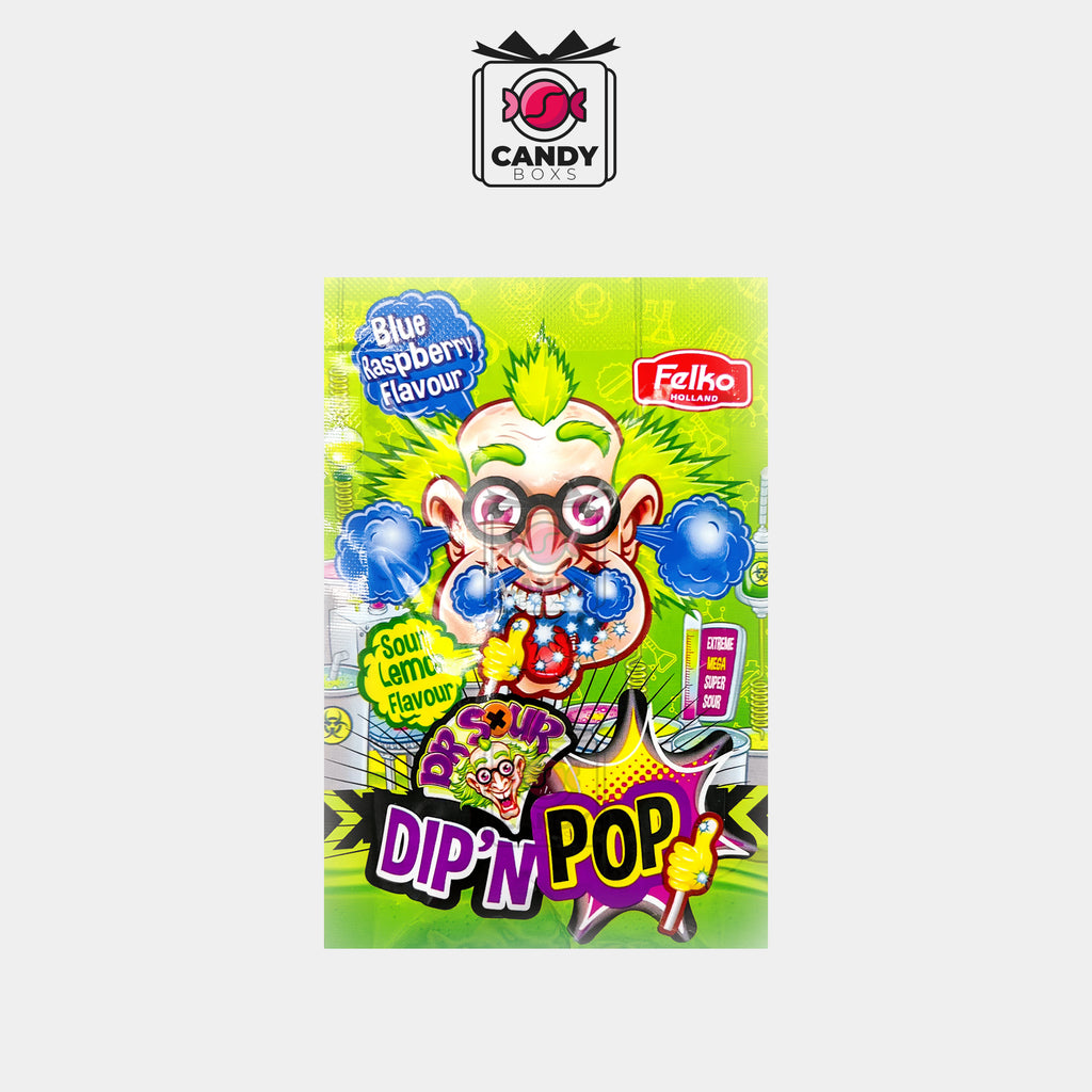 DR. SOUR DIP'N POP BLUE RASPBERRY FLAVOR 20G - CANDY BOXS