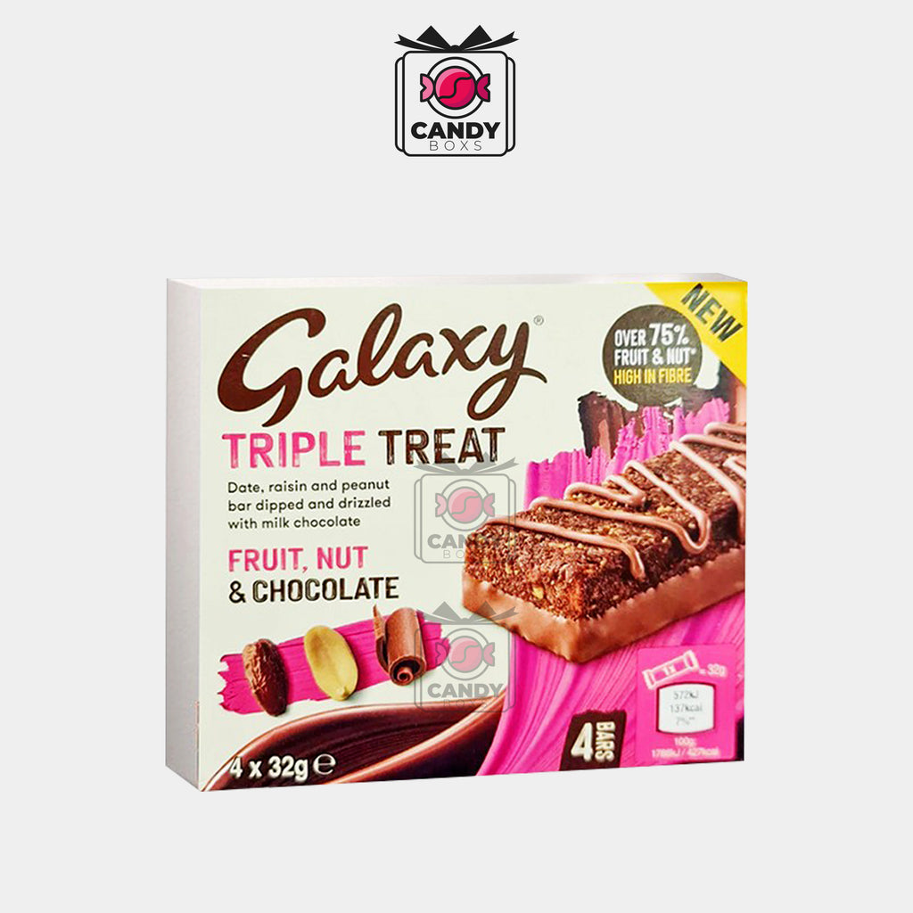 GALAXY TRIPLE TREAT FRUIT & NUT CHOCOLATE BARS X4 128G - CANDY BOXS