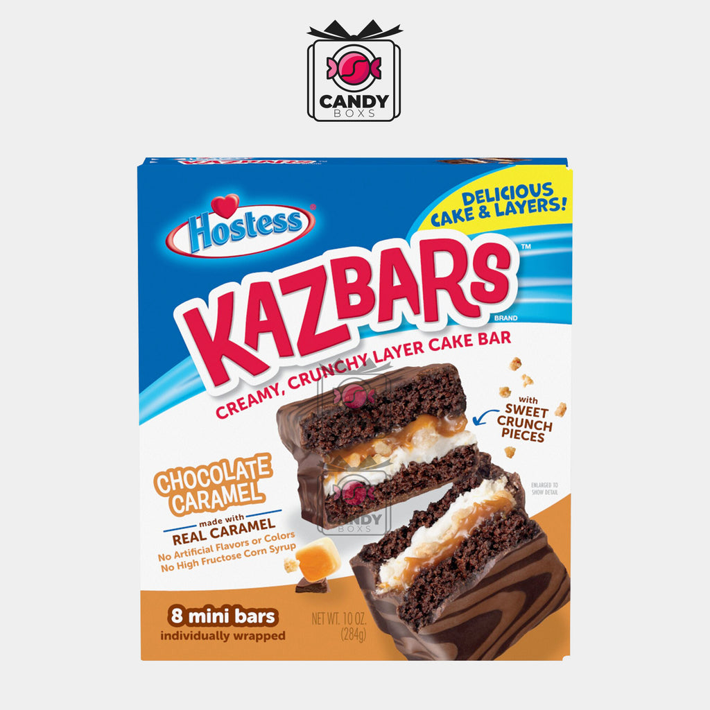 HOSTESS CHOCOLATE CARAMEL KAZBARS BAR INDIVIDUALLY WRAPPED 284G - CANDY BOXS