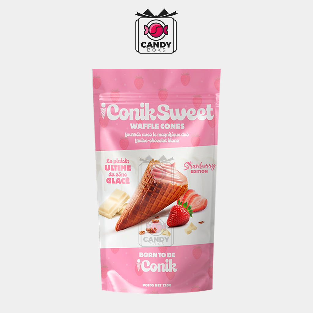 ICONIKSWEET WAFFLE CONES CHOCOLATE STRAWBERRY EDITION 120G - CANDY BOXS