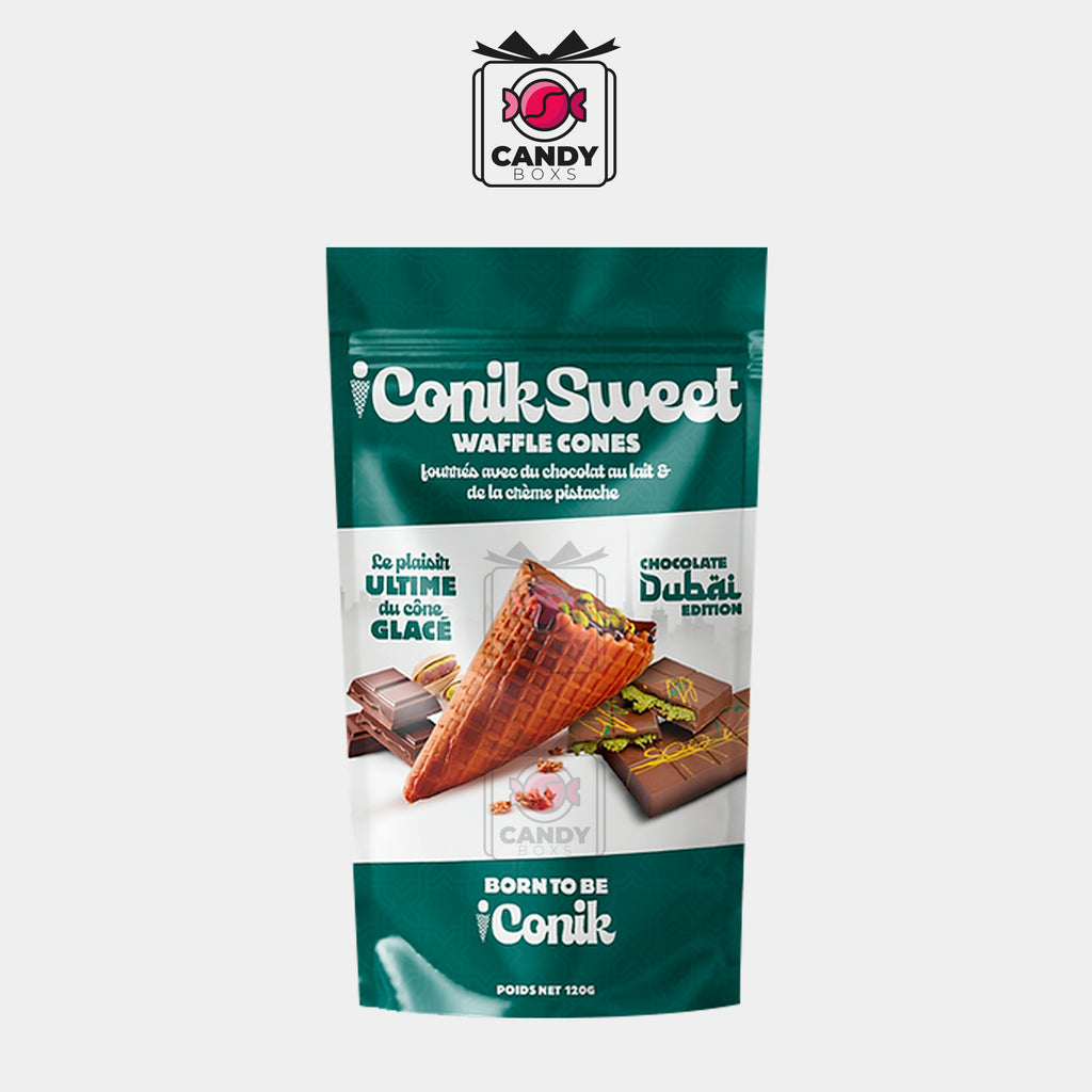 ICONIKSWEET WAFFLE CONES CHOCOLATE DUBAI EDITION 120G - CANDY BOXS