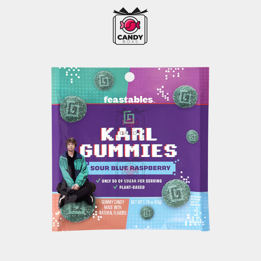 FEASTABLES MRBEAST KARL GUMMY BLUE RASPBERRY SOUR CANDY 50G - CANDY BOXS