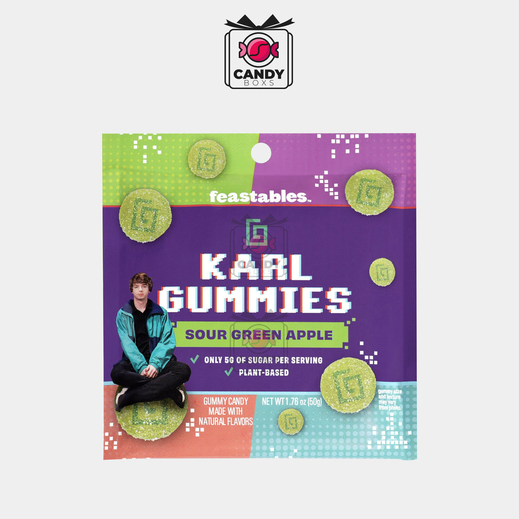 FEASTABLES MRBEAST KARL GUMMY GREEN APPLE SOUR CANDY 50G - CANDY BOXS