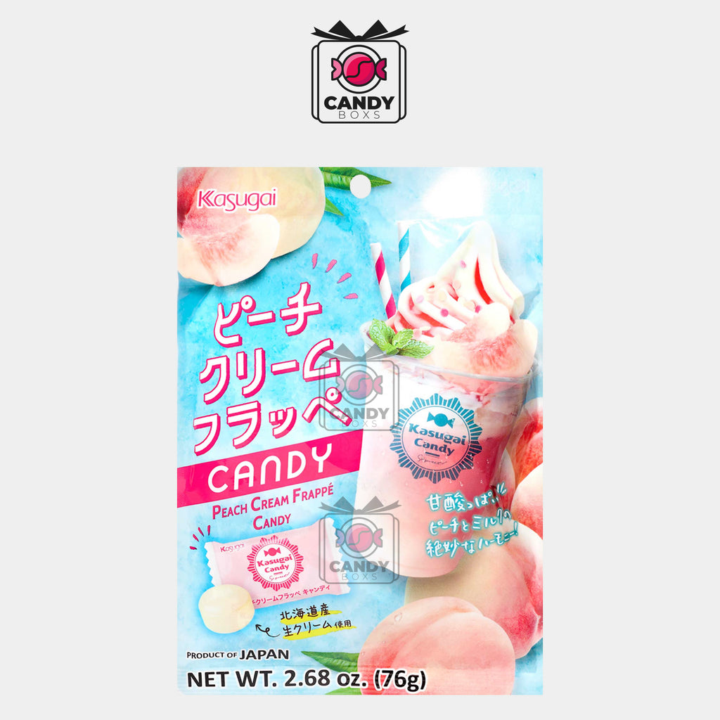 KASUGAI PEACH CREAM FRAPPE HARD CANDY 76G - CANDY BOXS