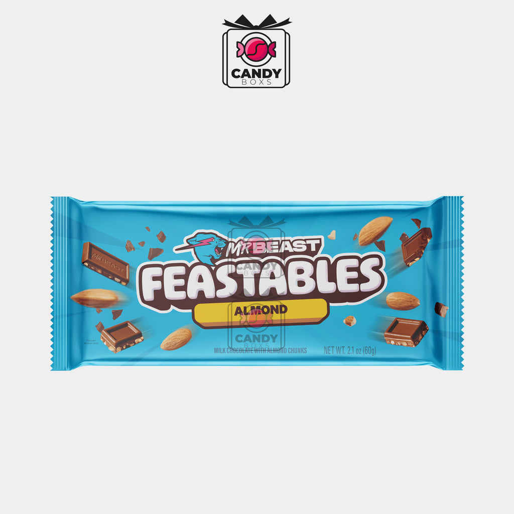 FEASTABLES MRBEAST ALMOND CHOCOLATE BAR 60G - CANDY BOXS