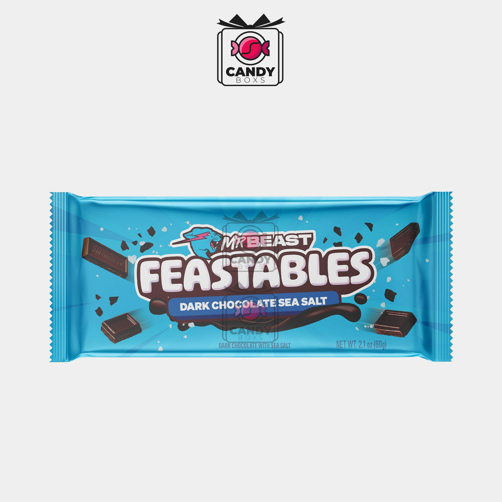 FEASTABLES MRBEAST DARK CHOCOLATE SEA SALT BAR 60G - CANDY BOXS