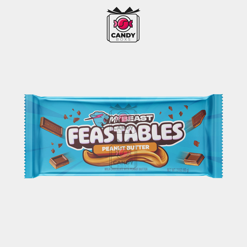 FEASTABLES MRBEAST PEANUT BUTTER MILK CHOCOLATE BAR 60G - CANDY BOXS