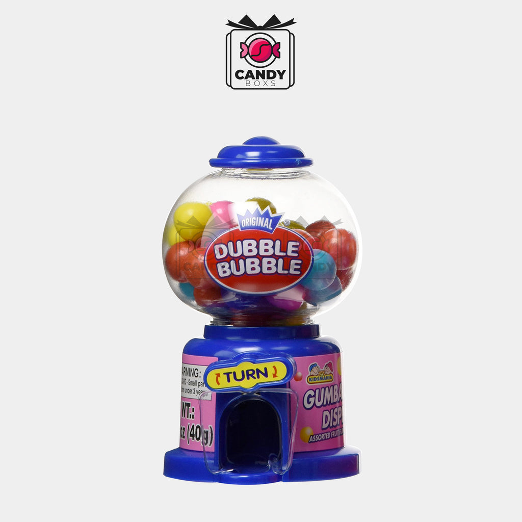 DUBBLE BUBBLE MINI GUMBALL MACHINE BLUE CANDY 40G - CANDY BOXS