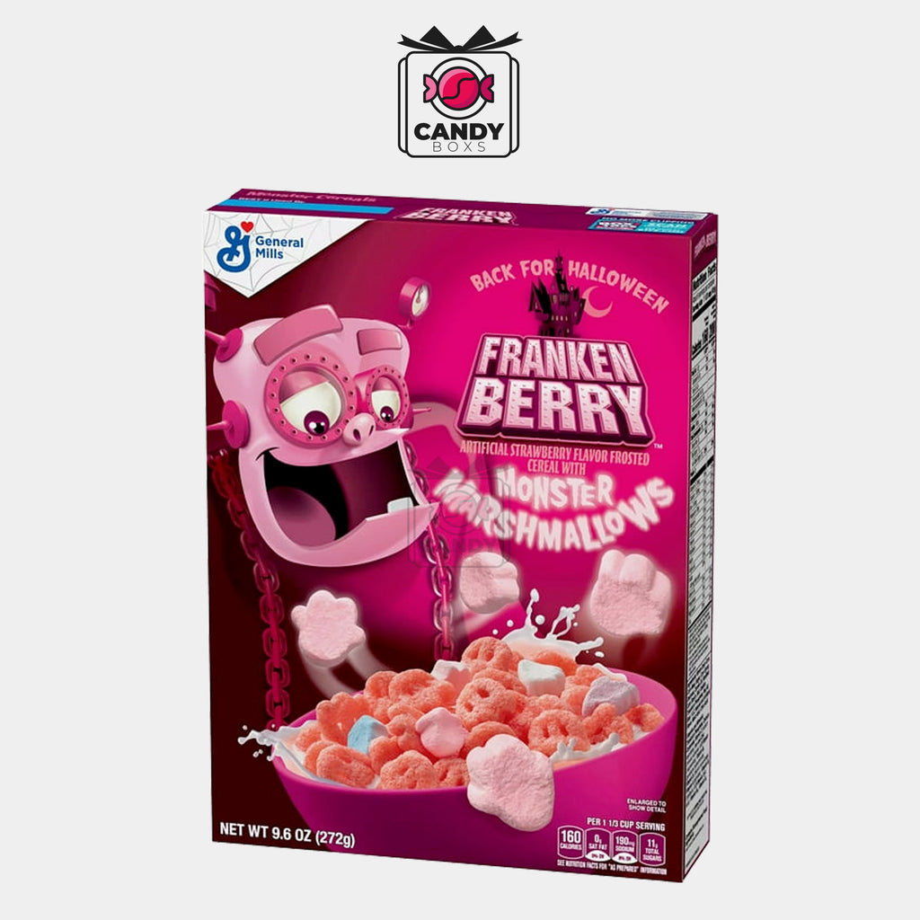 GENERAL MILLS FRANKEN BERRY CEREAL WITH MONSTER MARSHMALLOWS 270G - CANDY BOXS