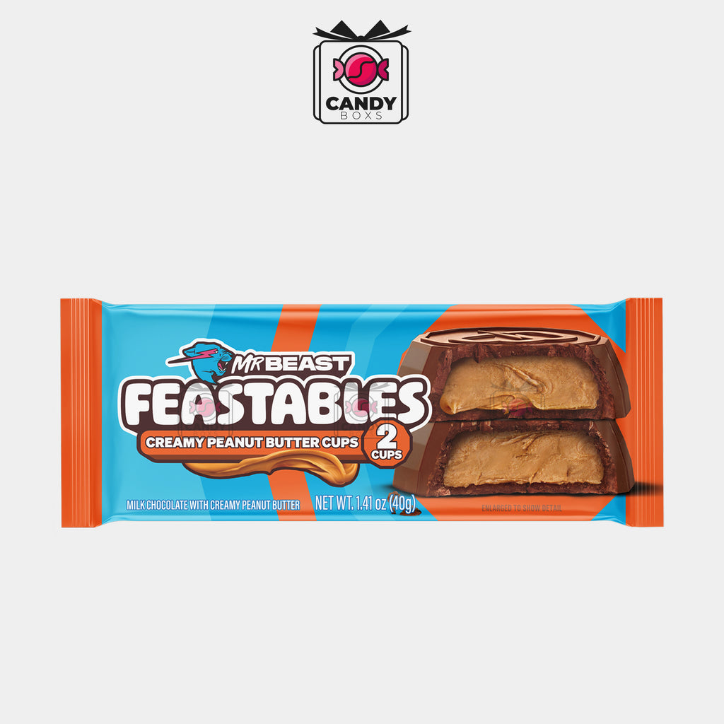 FEASTABLES MRBEAST CHOCOLATE PEANUT BUTTER CUPS 40G - CANDY BOXS