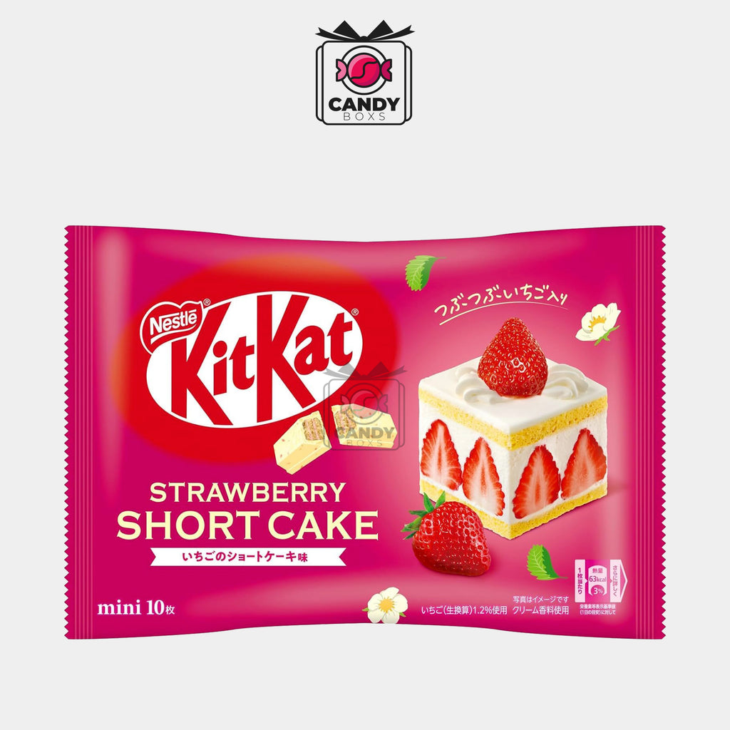 KITKAT MINI STRAWBERRY SHORT CAKE 10PC - NESTLE - CANDY BOXS