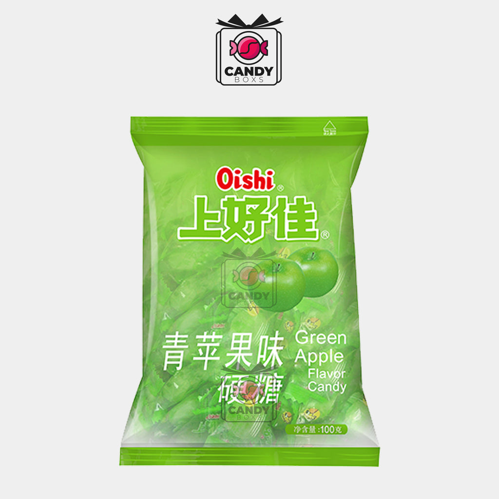 OISHI HARD CANDY GREEN APPLE FLAVOR 100G - CANDY BOXS