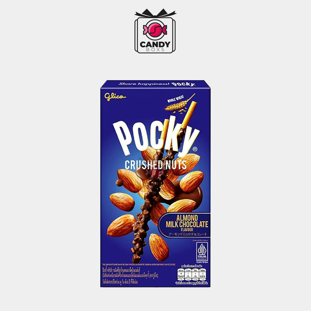 POCKY CRUSHED NUTS ALMOND MILK CHOCOLATE 25G - CANDY BOXS