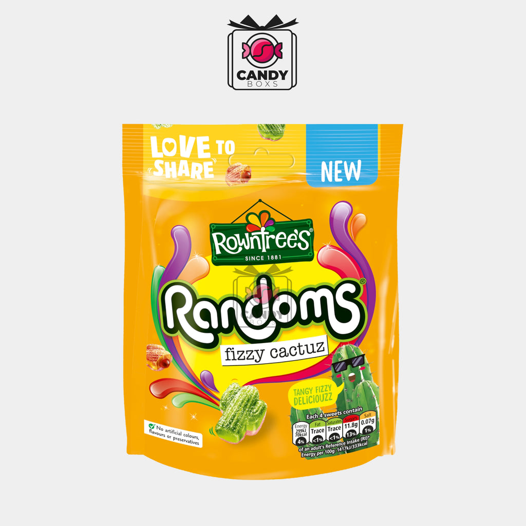 ROWNTREE'S RANDOMS FIZZY CACTUZ SOUR SWEETS 130G - CANDY BOXS