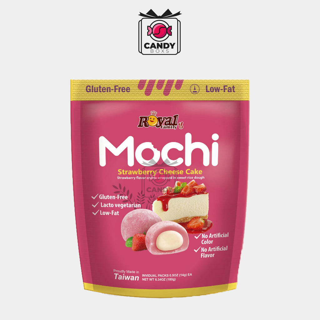 ROYAL FAMILY MOCHI STRAWBERRY CHEESE CAKE FLAVOR 180G - CANDY BOXS