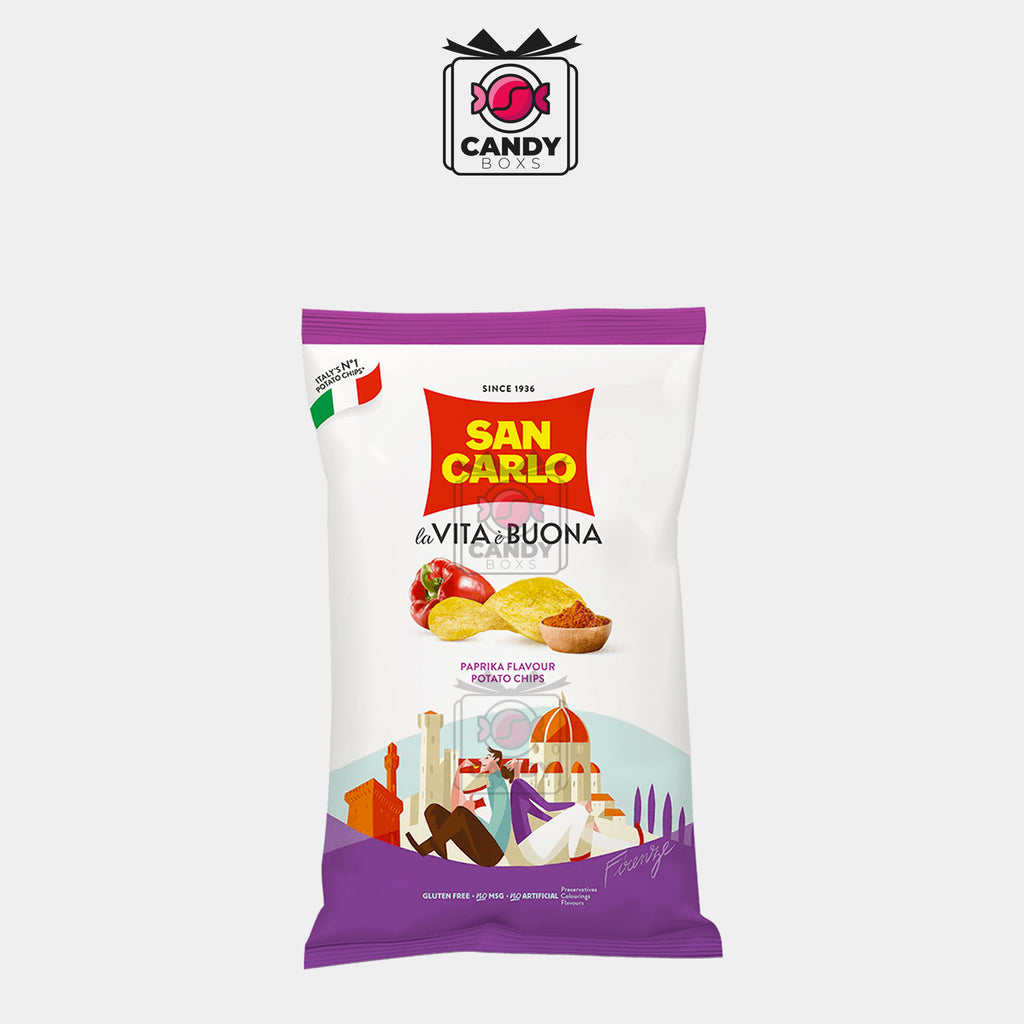 SAN CARLO PAPRIKA FLAVOUR POTATO CHIPS 50G - CANDY BOXS