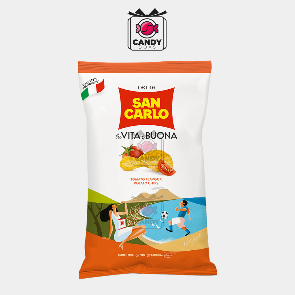 SAN CARLO TOMATO FLAVOUR POTATO CHIPS 150G - CANDY BOXS