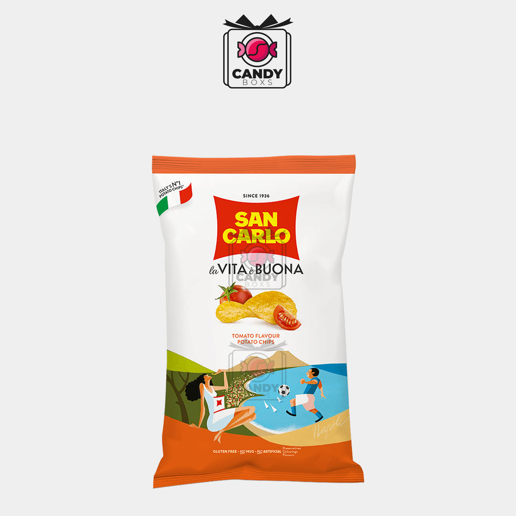 SAN CARLO TOMATO FLAVOUR POTATO CHIPS 50G - CANDY BOXS