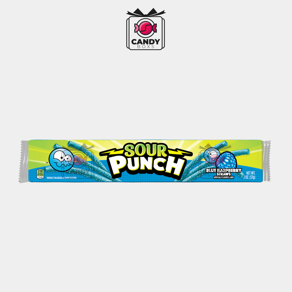 SOUR PUNCH BLUE RASPBERRY STRAWS 57G - CANDY BOXS