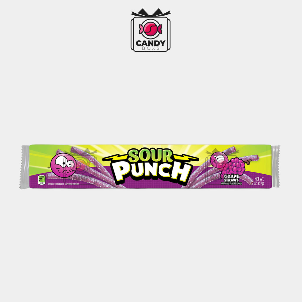 SOUR PUNCH GRAPE STRAWS 57G - CANDY BOXS