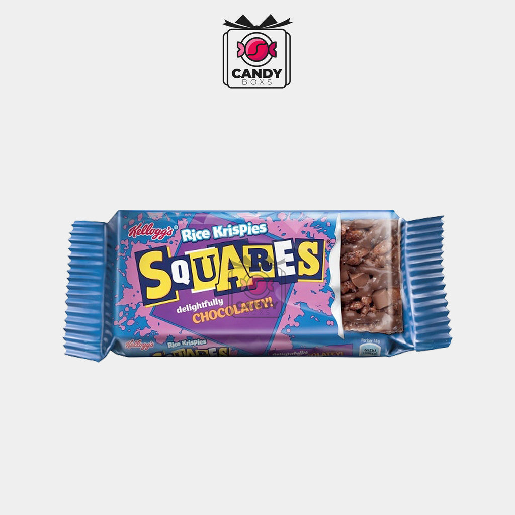 KELLOGG'S RICE KRISPIES SQUARES CHOCOLATEY CEREAL BAR - CANDY BOXS