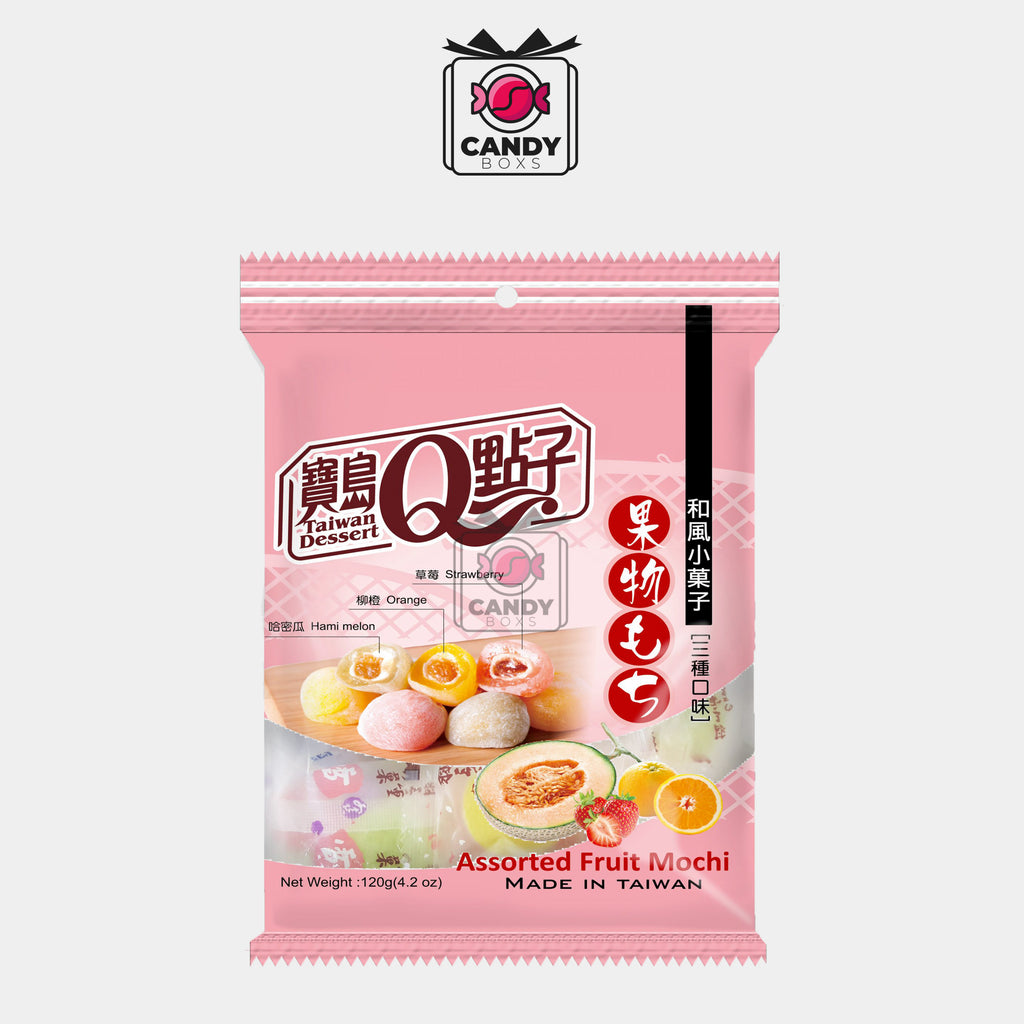 TAIWAN DESSERT Q ASSORTED FRUIT MOCHI 120G - CANDY BOXS