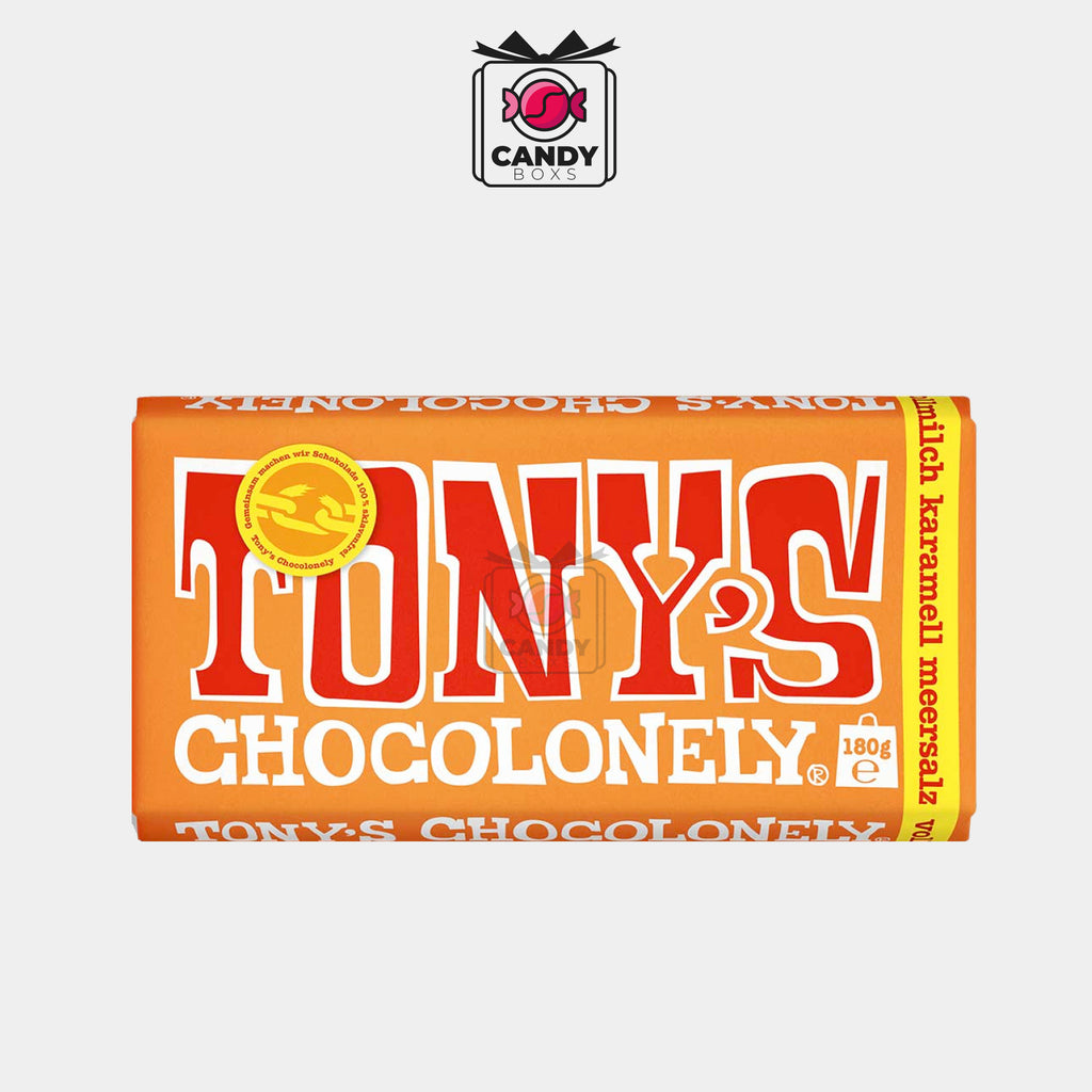 TONY'S CHOCOLONELY CHOCOLATE WITH CARAMEL AND SEASALT 180G - CANDY BOXS