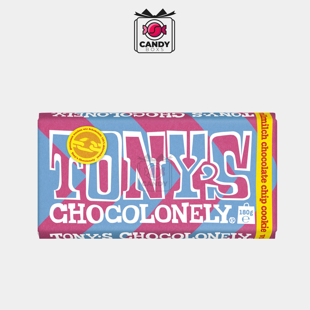 TONY'S CHOCOLONELY MELK CHOCOLATE CHIP COOKIE 180G - CANDY BOXS