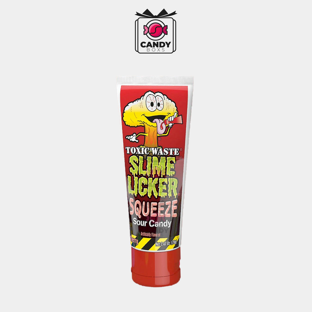 TOXIC WASTER SLIME LICKER SQUEEZE SOUR CANDY CHERRY 70G - CANDY BOXS