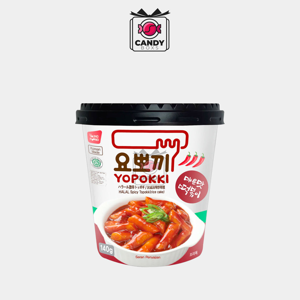 YOPOKKI KOREAN RICE CAKE HOT & SPICY CUP 120G - CANDY BOXS