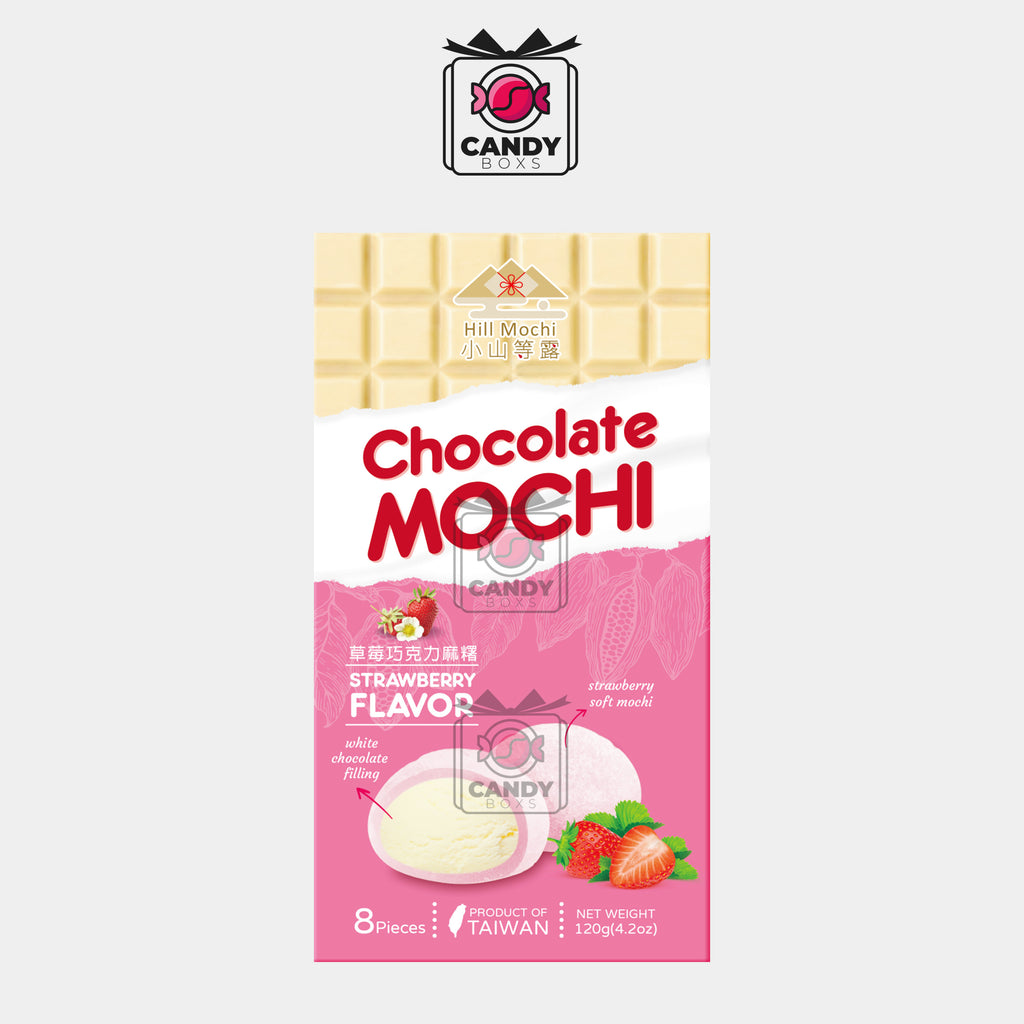 HILL MOCHI CHOCOLATE MOCHI STRAWBERRY FLAVOR 120G - CANDY BOXS