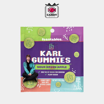 FEASTABLES MRBEAST KARL GUMMY GREEN APPLE SOUR CANDY 50G - CANDY BOXS - Candyboxs