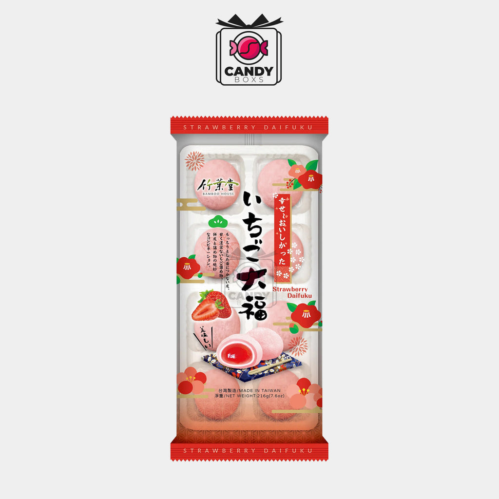 BAMBOO HOUSE MARSHMALLOW STRAWBERRY MOCHI 216G - CANDY BOXS