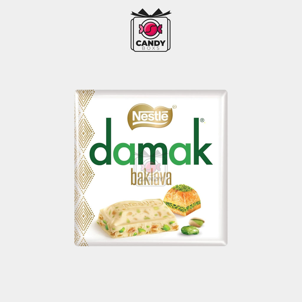 NESTLE DAMAK WHITE CHOCOLATE WITH PISTACHIOS & BAKLAVA 60G - CANDY BOXS - Candyboxs